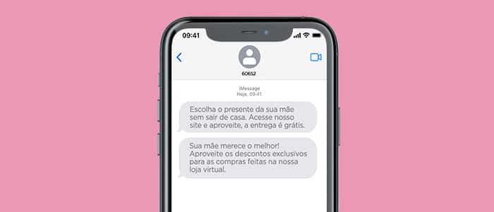 Exemplo de SMS para Dia das Mães - compras virtuais